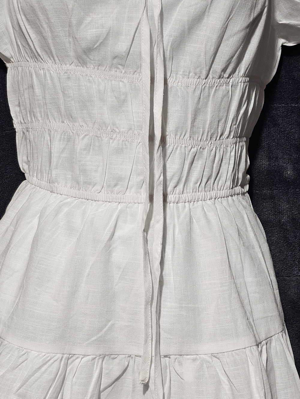 SHEIN Cottagecore White Dress Puff Sleeve Tiered Mini Dress - Picture 2 of 5
